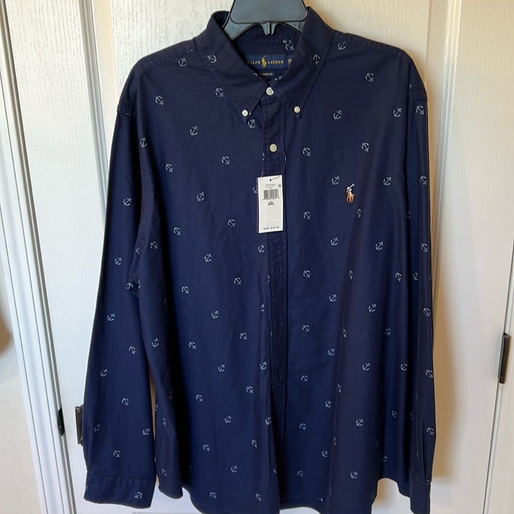 Ralph Lauren Classic Fit Long Sleeve Botton Down Size XXL in Navy Blue